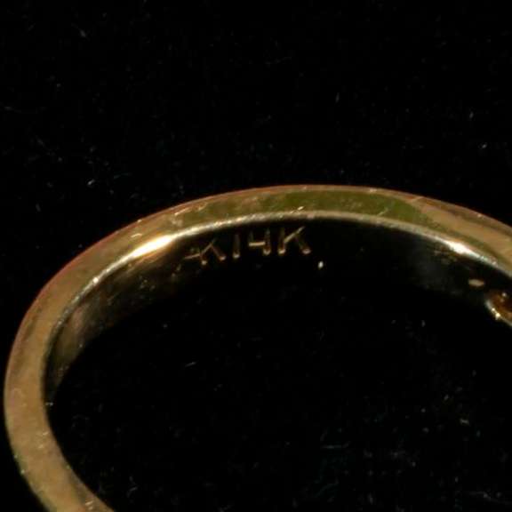 14 K Yellow Gold 12 Diamond Channel Set Ring, Size 6.5