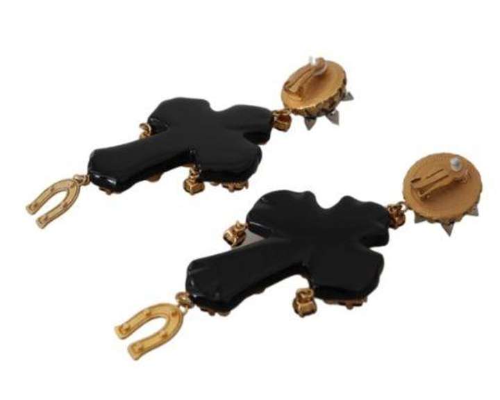 DOLCE & GABBANA BLACK CRYSTAL EARRINGS