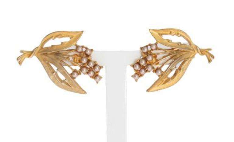 DOLCE & GABBANA GOLD FLORAL LEAVES CLIP ON EARRINGS