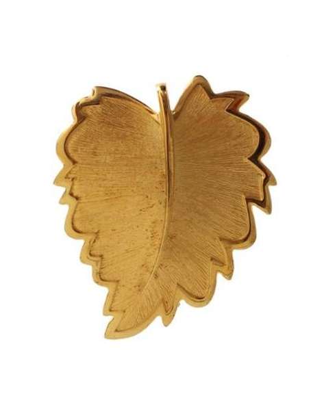 DOLCE & GABBANA GOLD PLATED BRASS LEAF BROOCH