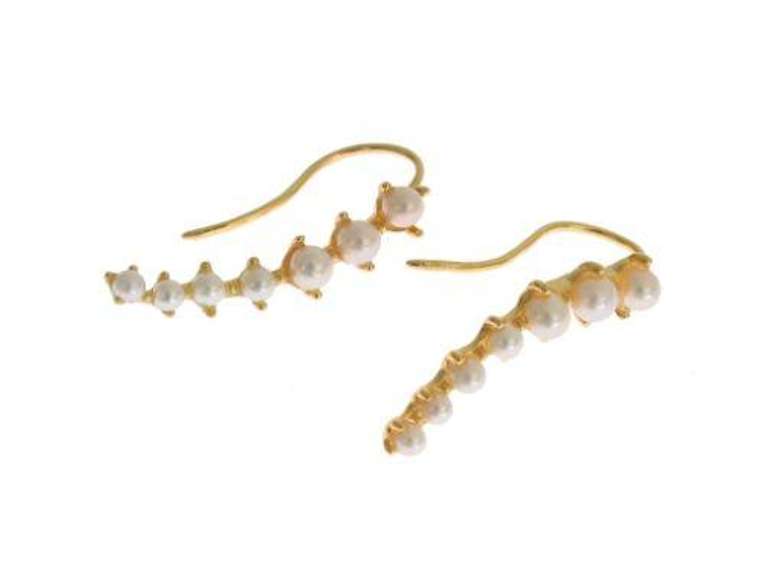 NIALAYA WHITE PEARL HOOK GOLD 925 SILVER EARRINGS