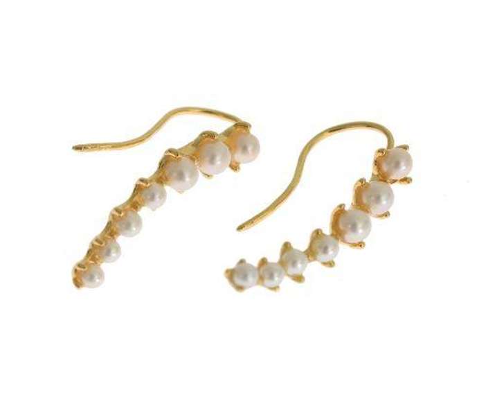 NIALAYA WHITE PEARL HOOK GOLD 925 SILVER EARRINGS