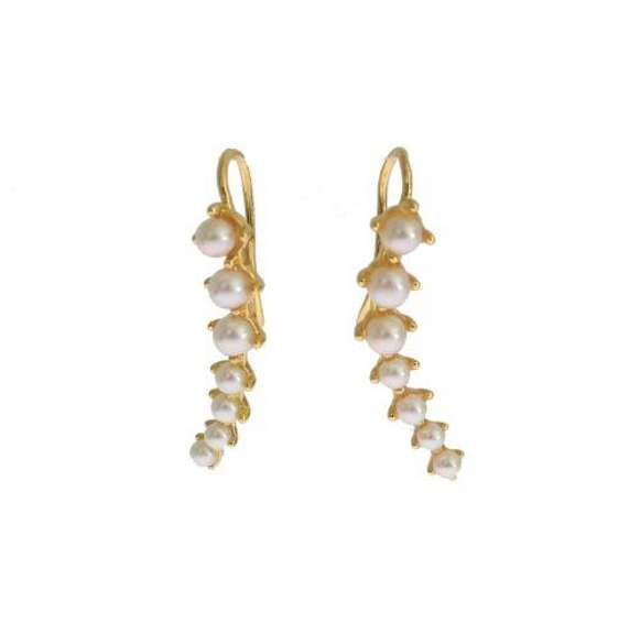 NIALAYA WHITE PEARL HOOK GOLD 925 SILVER EARRINGS