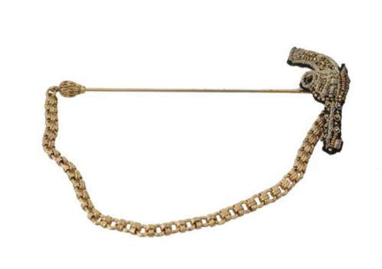 DOLCE & GABBANA LAPEL PIN OPPER REVOLVER GUN BROOCH