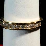 14 K Yellow Gold 12 Diamond Channel Set Ring, Size 6.5