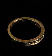 14 K Yellow Gold 12 Diamond Channel Set Ring, Size 6.5