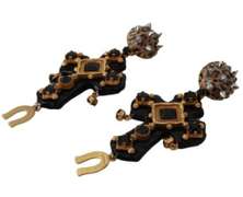 DOLCE & GABBANA BLACK CRYSTAL EARRINGS