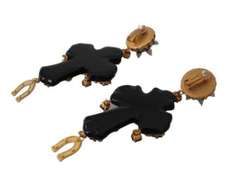 DOLCE & GABBANA BLACK CRYSTAL EARRINGS