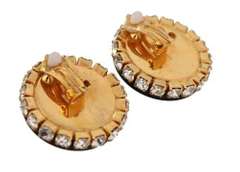 DOLCE & GABBANA CLEAR CRYSTAL BLACK ANCHOR EARRINGS