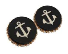 DOLCE & GABBANA CLEAR CRYSTAL BLACK ANCHOR EARRINGS