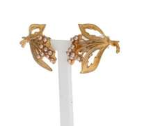 DOLCE & GABBANA GOLD FLORAL LEAVES CLIP ON EARRINGS
