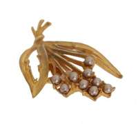 DOLCE & GABBANA GOLD FLORAL LEAVES CLIP ON EARRINGS