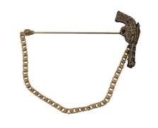 DOLCE & GABBANA LAPEL PIN OPPER REVOLVER GUN BROOCH