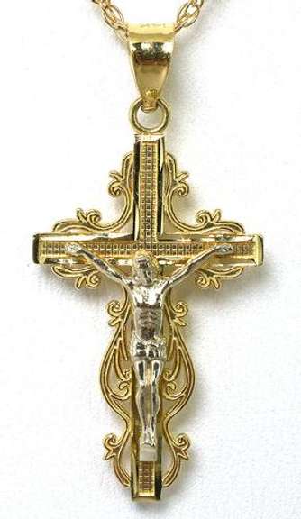 14KT Ornate Cross Pendant & Chain