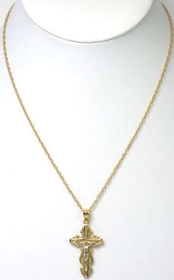 14KT Ornate Cross Pendant & Chain