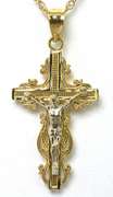 14KT Ornate Cross Pendant & Chain