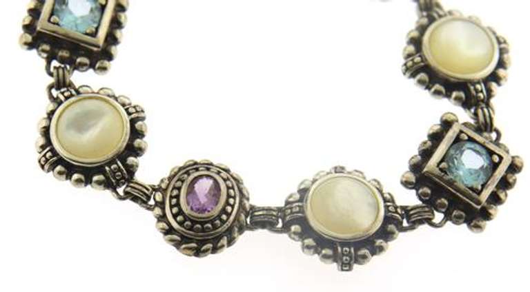 Sterling Silver Thailand Multi Gemstone Bracelet