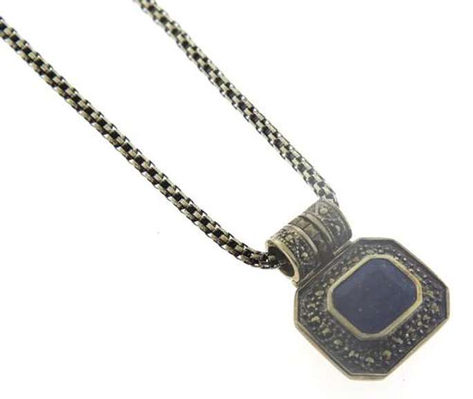 Lapis and Marcasite Sterling Silver Necklace