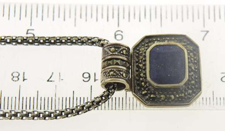 Lapis and Marcasite Sterling Silver Necklace