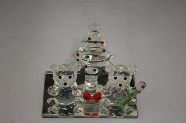 Crystal Teddy Bears on Mirror Base