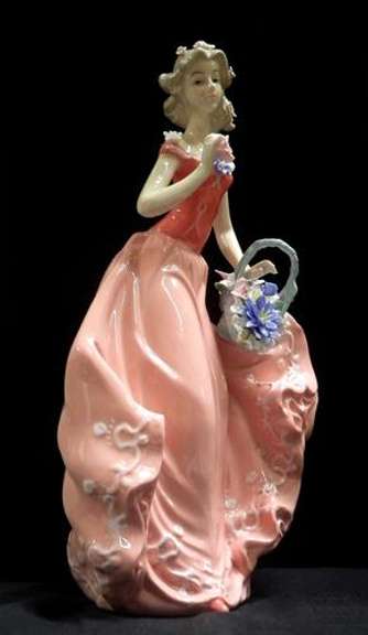 Maiden in Italian Garden 14inc Porcelain Figurine