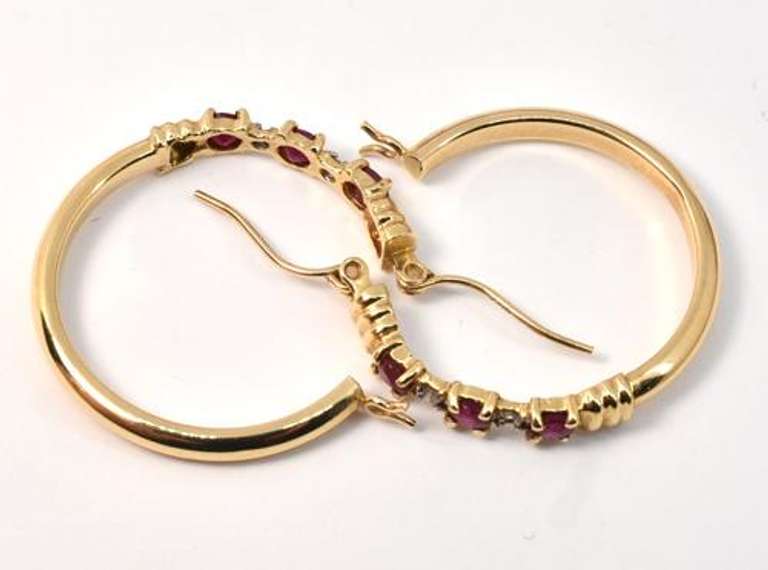 14k Hoop Earrings with Rubies