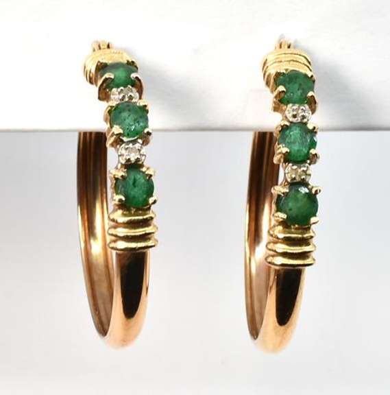 14k Hoop Earrings with Emeralds