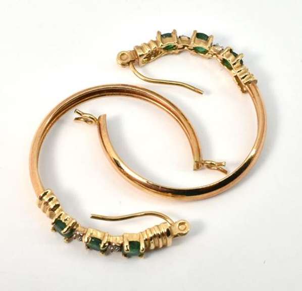 14k Hoop Earrings with Emeralds