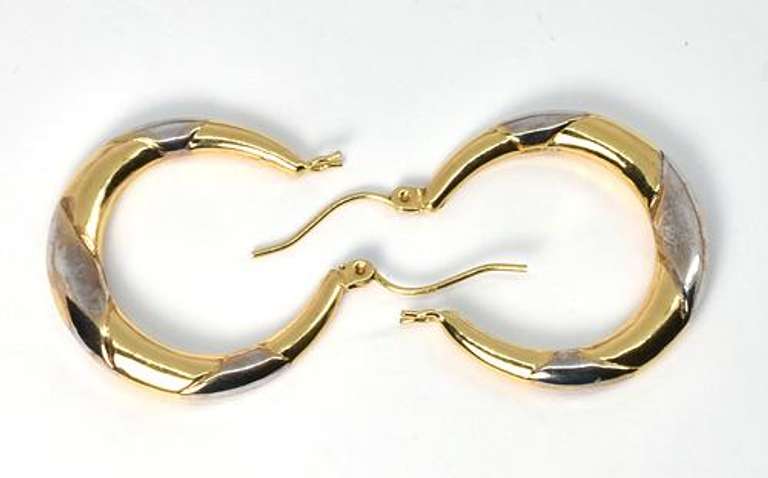 Pleasing White & Yellow Gold Hoops