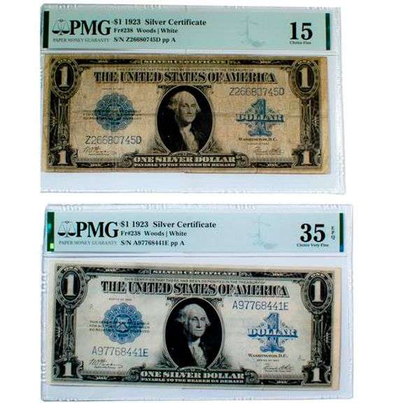 3 1923 Woods White $1 Silver Certificates
