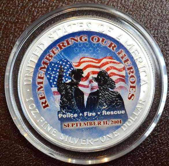 9-11 WTC Colorized American Silver Eagle