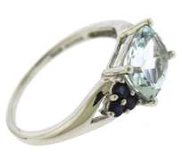 Stunning Aquamarine and Sapphire White Gold Ring