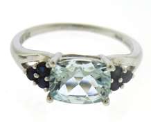 Stunning Aquamarine and Sapphire White Gold Ring
