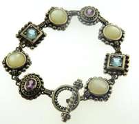 Sterling Silver Thailand Multi Gemstone Bracelet