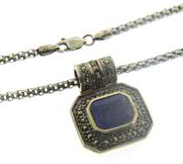 Lapis and Marcasite Sterling Silver Necklace