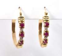 14k Hoop Earrings with Rubies