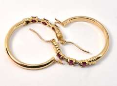 14k Hoop Earrings with Rubies