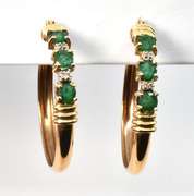 14k Hoop Earrings with Emeralds