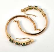 14k Hoop Earrings with Emeralds