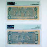 2 Consecutive $1 1928 A Funnyback PMG AU 50 Notes