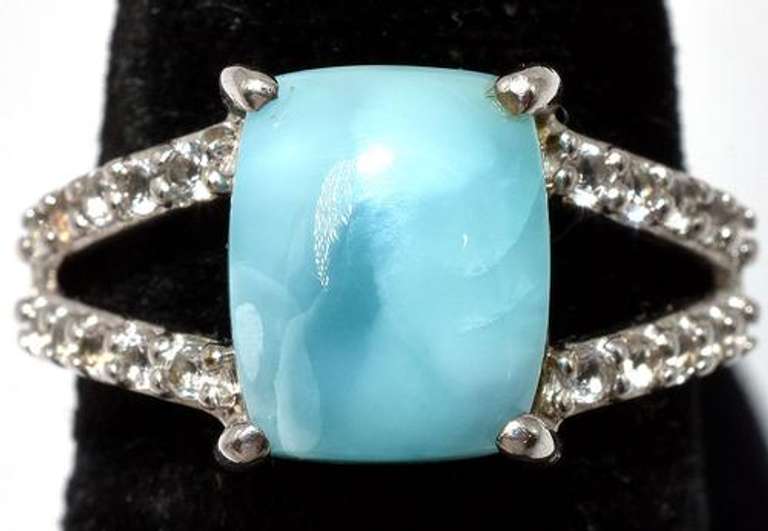 Classy Larimar & Topaz Ring in Sterling Silver