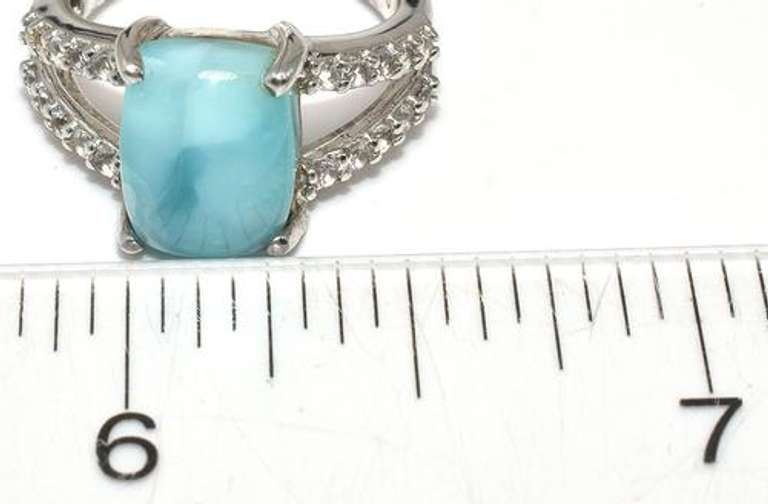 Classy Larimar & Topaz Ring in Sterling Silver