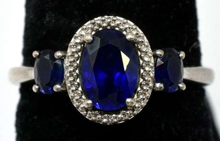 Vintage Sapphire Ring in Sterling Silver