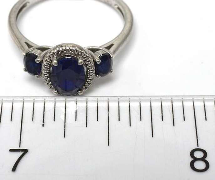 Vintage Sapphire Ring in Sterling Silver