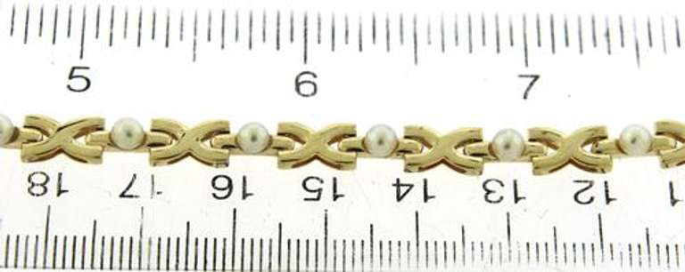 Sleek 14kt YG White Fresh Water Pearl and "X"-Link Bracelet
