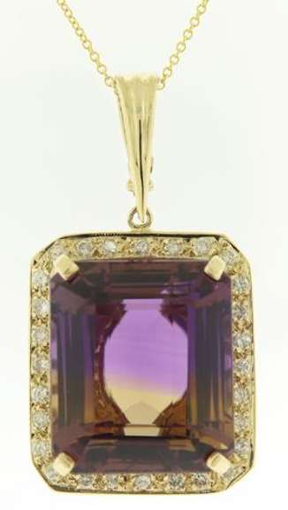 Luxurious Ametrine w .50ctw Diamond Hali Pendant