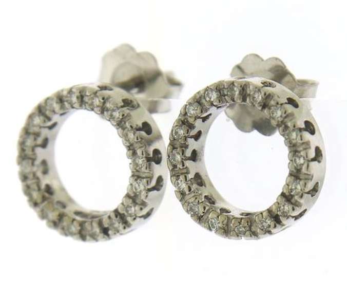 Fantastic White Gold Open Circle Diamond Earrings