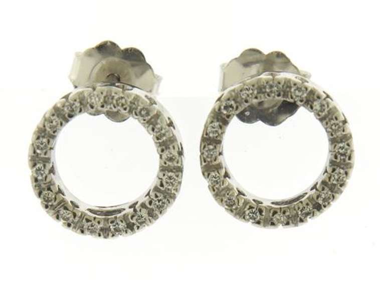 Fantastic White Gold Open Circle Diamond Earrings