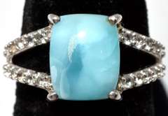 Classy Larimar & Topaz Ring in Sterling Silver