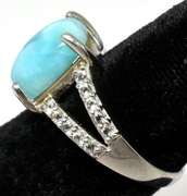 Classy Larimar & Topaz Ring in Sterling Silver